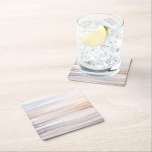 Sandy Beach Summer Tan Abstracte Waterverf Kartonnen Onderzetters