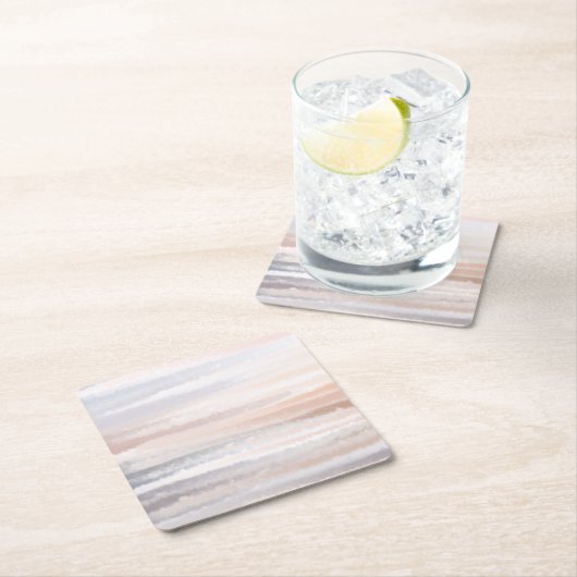 Sandy Beach Summer Tan Abstracte Waterverf Kartonnen Onderzetters (Insitu)