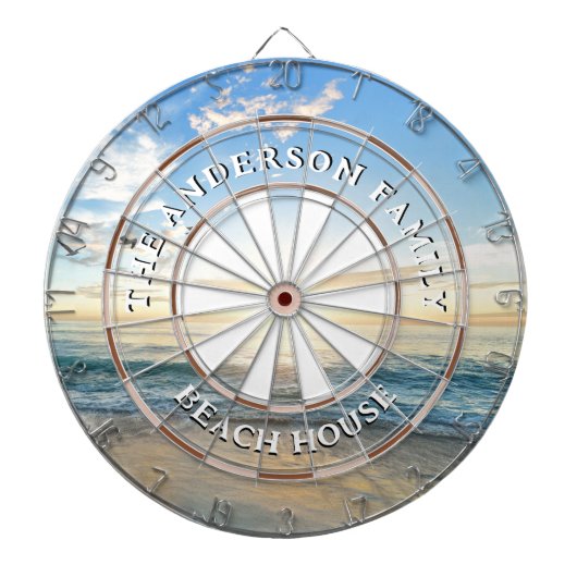 Sandy Beach Sunrise familienaam Beach House Dartbord (Voorkant)