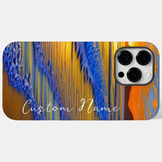 Sandy Beach Sunset met gepersonaliseerde naam Case-Mate iPhone Case (Achterkant (horizontaal))