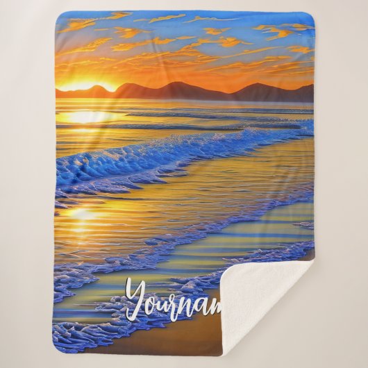 Sandy Beach Sunset Sherpa Deken (Voorkant)