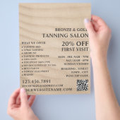 Sandy Beach, Tanning Salon Adverteren Flyer (Hand)