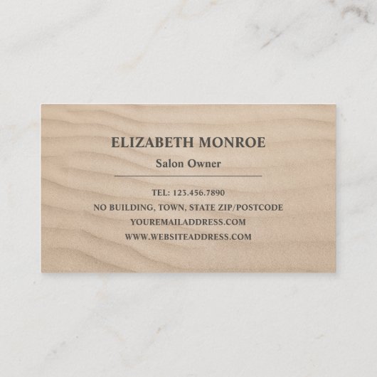 Sandy Beach, Tanning Salon Visitekaartje (Achterkant)