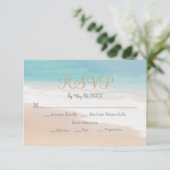 Sandy Beach Thema Seaside Beach Bruiloft RSVP-kaar RSVP Kaartje (Staand voorkant)