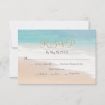 Sandy Beach Thema Seaside Beach Bruiloft RSVP-kaar