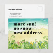 Sandy Beach Tropical laat nieuw adres achter Aankondigingskaart (Voorkant / Achterkant)