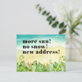 Sandy Beach Tropical laat nieuw adres achter Aankondigingskaart (Staand voorkant)