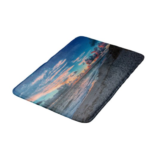 Sandy Beach Tropical Ocean Sunset Badmat (Gekanteld)