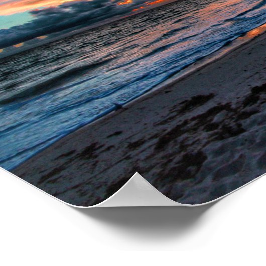 Sandy Beach Tropical Ocean Sunset Poster (Hoek)