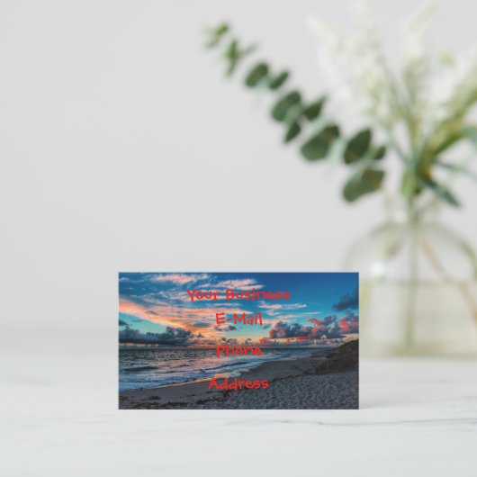 Sandy Beach Tropical Ocean Sunset Visitekaartje (Staand voorkant)