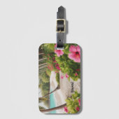 Sandy Beach Tropisch Hawaii Roze Hibiscus Bloemen Bagagelabel (Voorkant (verticaal))
