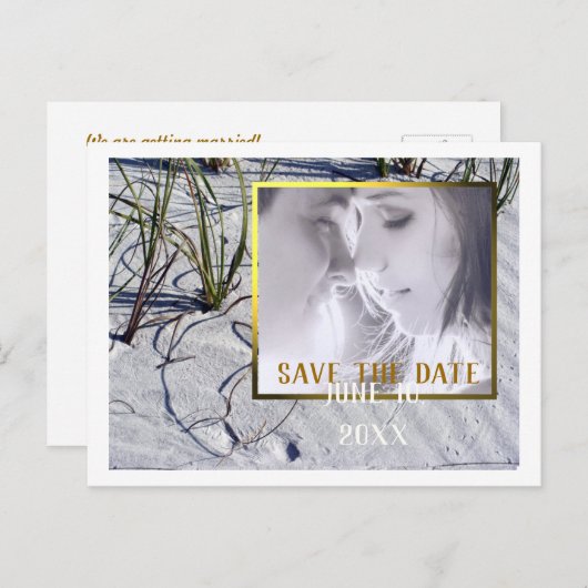 Sandy Beach Uw foto Bewaar de datum Aankondigingskaart (Voorkant / Achterkant)