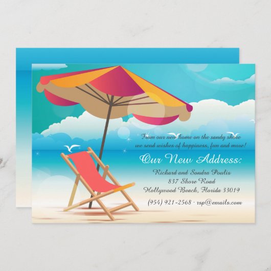 Sandy Beach verhuisbericht Aankondiging (Voorkant / Achterkant)