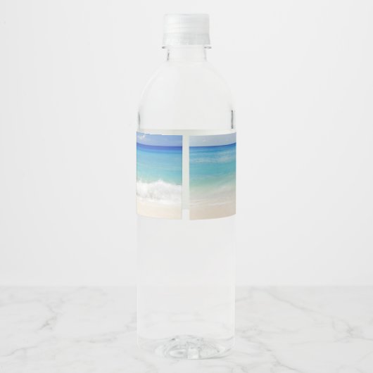Sandy Beach Waterfles Label Bruiloft Favor Waterfles Etiket (Achterkant)