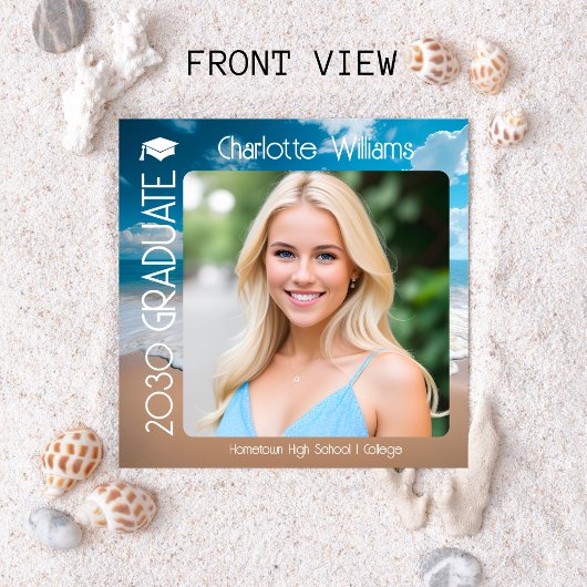 Sandy Beach Waves Afstuderen 2 foto Afstuderen Aankondiging