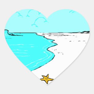 Sandy Beach Wedding Hearts Hart Sticker