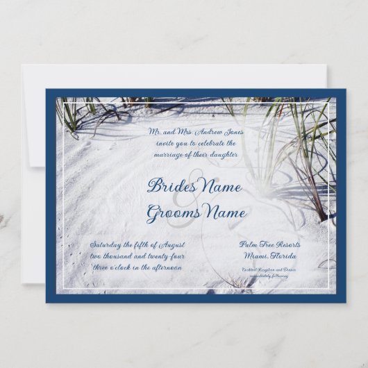 Sandy Beach Wedding Invitation Kaart (Voorkant)