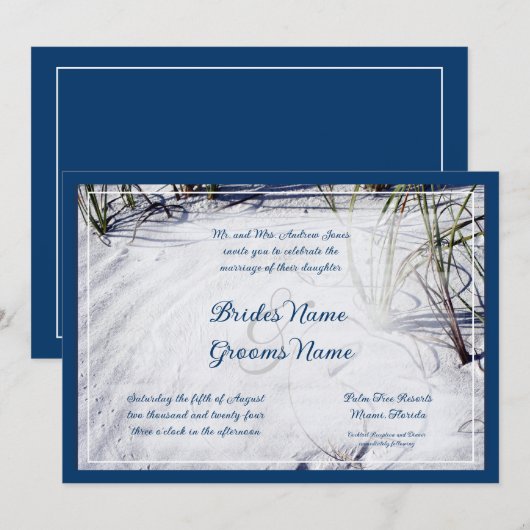Sandy Beach Wedding Invitation Kaart (Voorkant / Achterkant)
