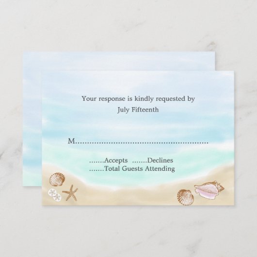 Sandy Beach Wedding RSVP Card (Voorkant / Achterkant)