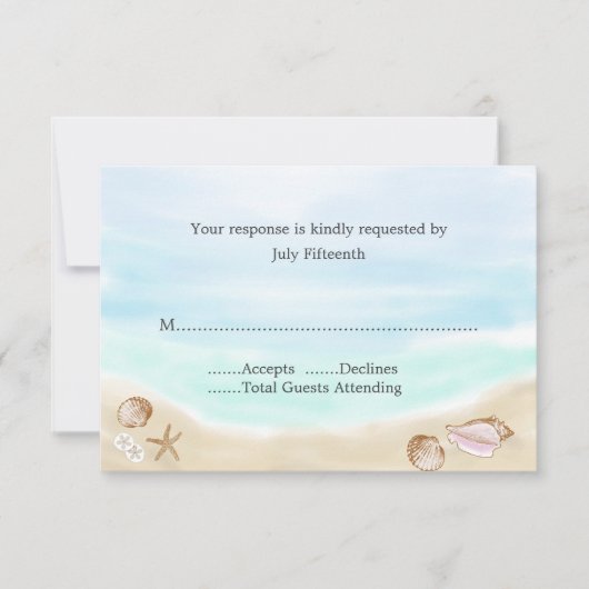 Sandy Beach Wedding RSVP Card Kaartje (Voorkant)