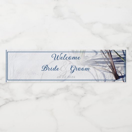 Sandy Beach Wedding Waterfles Etiket (Enkel label)