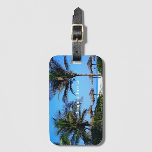 Sandy Beach with Palm Trees and An Ocean Uitzicht  Bagagelabel (Voorkant (verticaal))