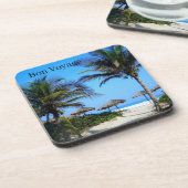 Sandy Beach with Palm Trees and An Ocean Uitzicht  Bier Onderzetter (Linkerzijde)
