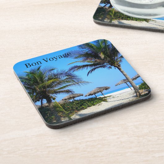 Sandy Beach with Palm Trees and An Ocean Uitzicht  Bier Onderzetter (Linkerzijde)