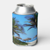 Sandy Beach with Palm Trees and An Ocean Uitzicht Blikjeskoeler (Blikje Voorkant)