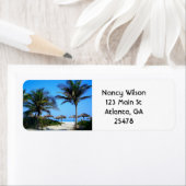 Sandy Beach with Palm Trees and An Ocean Uitzicht Etiket (Insitu)