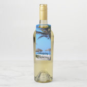 Sandy Beach with Palm Trees and An Ocean Uitzicht Flessenhanger (Op fles)