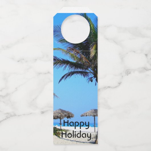 Sandy Beach with Palm Trees and An Ocean Uitzicht Flessenhanger (Voorkant)