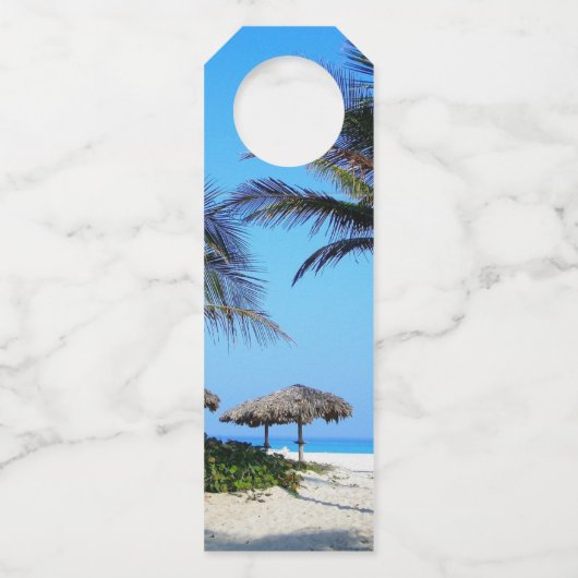 Sandy Beach with Palm Trees and An Ocean Uitzicht Flessenhanger (Achterkant)