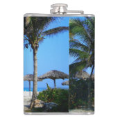 Sandy Beach with Palm Trees and an Ocean Uitzicht Heupfles (Achterkant)