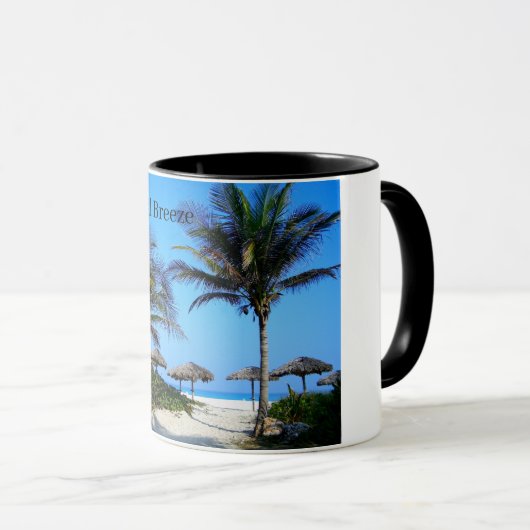 Sandy Beach with Palm Trees and An Ocean Uitzicht Mok (Voorkant rechts)