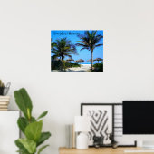 Sandy Beach with Palm Trees and An Ocean Uitzicht Poster (Thuiskantoor)