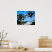 Sandy Beach with Palm Trees and An Ocean Uitzicht Poster (Keuken)