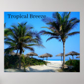 Sandy Beach with Palm Trees and An Ocean Uitzicht  Poster (Voorkant)
