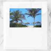 Sandy Beach with Palm Trees and An Ocean Uitzicht Rechthoekige Sticker (Tas)