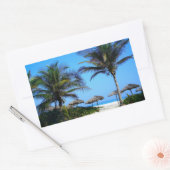 Sandy Beach with Palm Trees and An Ocean Uitzicht Rechthoekige Sticker (Envelop)