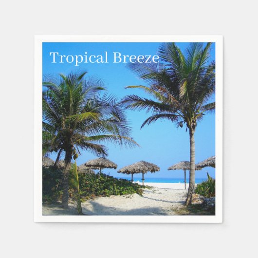 Sandy Beach with Palm Trees and An Ocean Uitzicht  Servet (Voorkant)