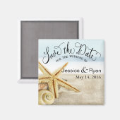 Sandy Beach Zeester Bewaar de Datum Magneet (Voorkant / Achterkant)