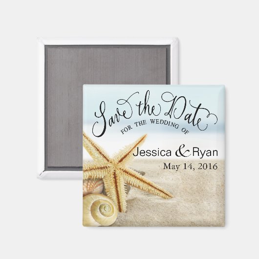 Sandy Beach Zeester Bewaar de Datum Magneet (Voorkant / Achterkant)