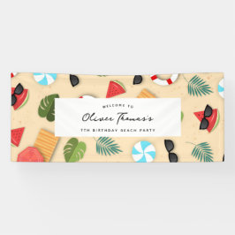 Sandy Beach Zomer Verjaardagsfeestje Welkomstbanne Spandoek