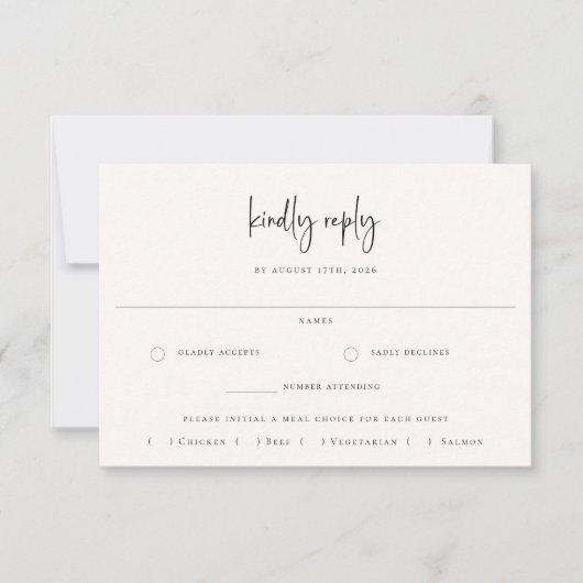 Sandy Beige Beach Wedding Maaltijdkeuze RSVP-kaart Kaart (Voorkant)