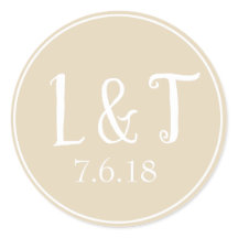 Sandy Beige Couple's Initals & Bruiloft Datum