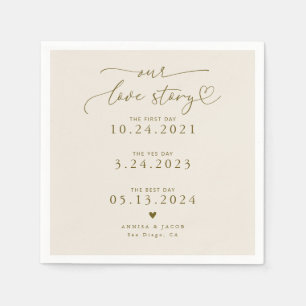 Sandy Beige Ons liefdesverhaal Elegant Script Wedd Servet
