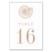 Sandy Beige Tan Zee Shell Table Number Kaart (Voorkant)