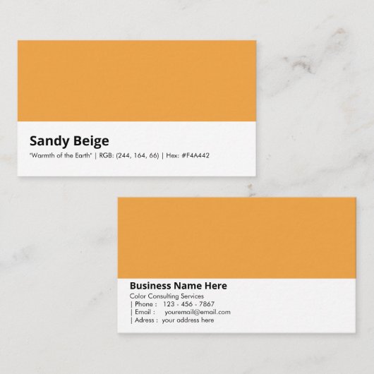 Sandy Beige | "Warmte van de aarde" Geel Visitekaartje (Voorkant / Achterkant)