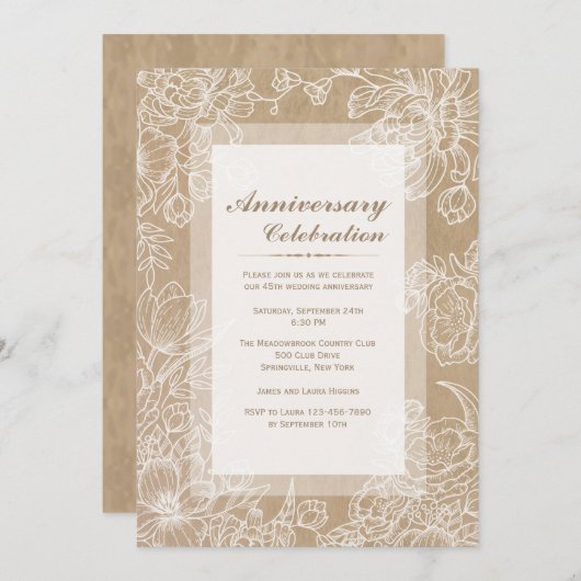 Sandy Blossom Uitnodiging (Voorkant / Achterkant)